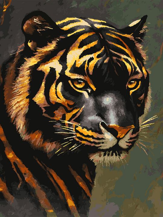 Картина по номерам без подрамника «Золотой тигр» 80x60 см