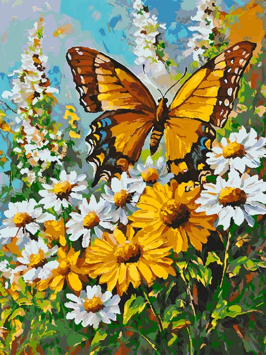 Картина по номерам без подрамника «Бабочка» 90x70 см