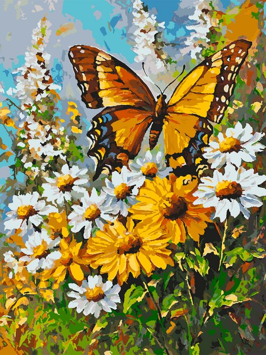 Картина по номерам без подрамника «Бабочка» 80x60 см