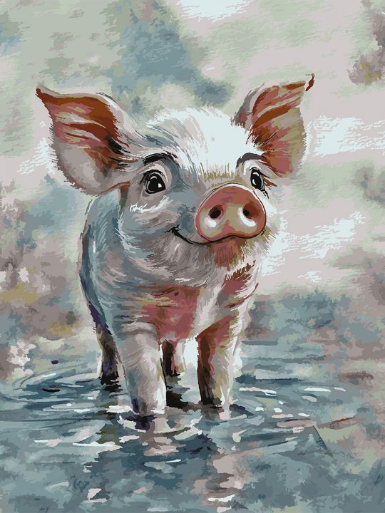 Картина по номерам без подрамника «Хрюшка» 130x100 см