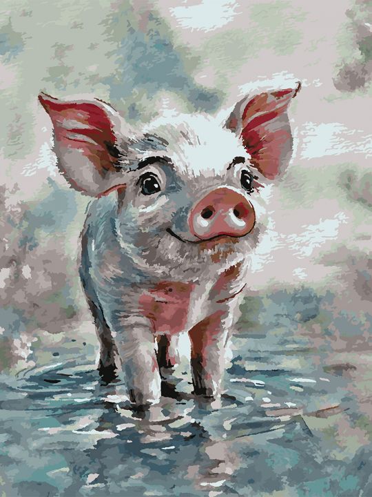 Картина по номерам без подрамника «Хрюшка» 80x60 см