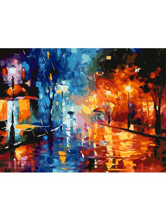 Картина по номерам без подрамника «Ночь в городе» 80x60 см