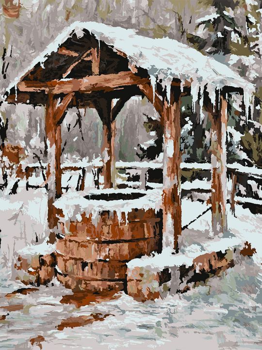 Картина по номерам без подрамника «Колодец» 130x100 см