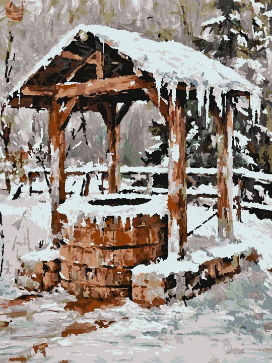 Картина по номерам без подрамника «Колодец» 80x60 см