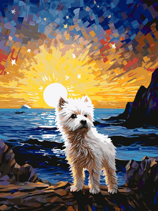 Картина по номерам без подрамника «Вест-хайленд» 80x60 см