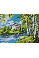 Картина по номерам без подрамника «Храм у реки» 80x60 см