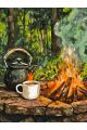 Картина по номерам без подрамника «Чай на костре» 130x100 см