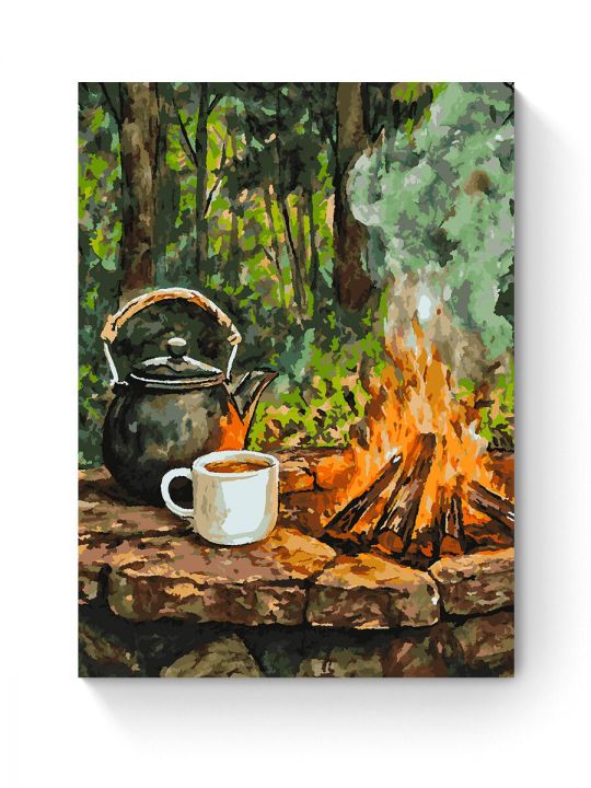 Картина по номерам на подрамнике «Чай на костре» 80x60 см