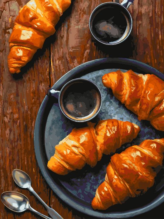 Картина по номерам без подрамника «Круассаны» 130x100 см