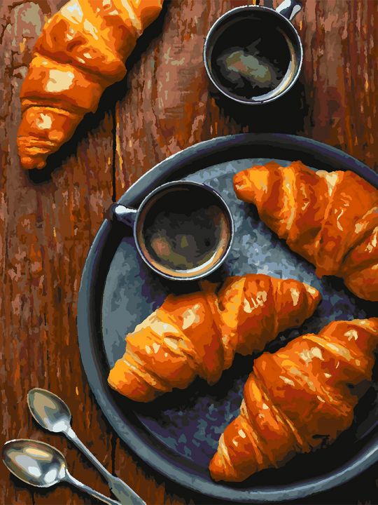 Картина по номерам без подрамника «Круассаны» 80x60 см