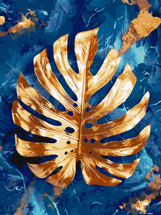 Картина по номерам без подрамника «Лист монстеры» 90x70 см