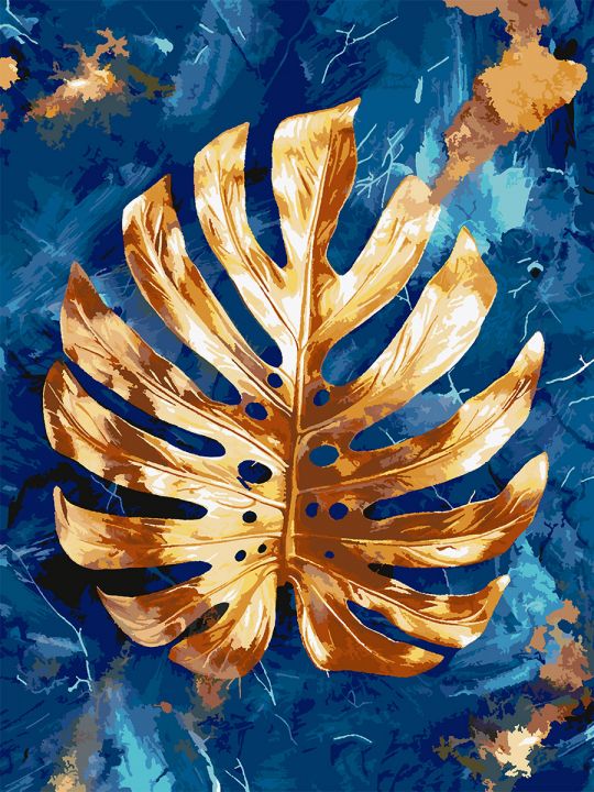 Картина по номерам без подрамника «Лист монстеры» 130x100 см