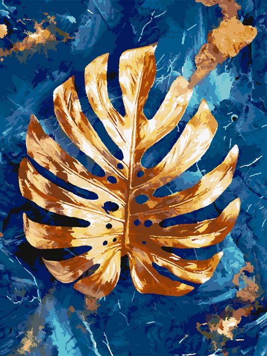 Картина по номерам без подрамника «Лист монстеры» 80x60 см