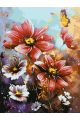 Картина по номерам без подрамника «Красные цветы» 80x60 см