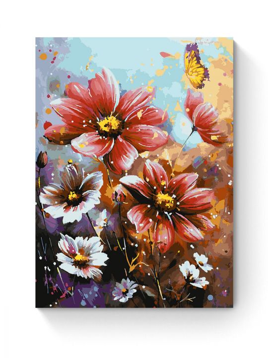 Картина по номерам на подрамнике «Красные цветы» 80x60 см