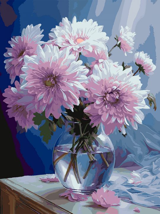 Картина по номерам без подрамника «Георгины» 80x60 см