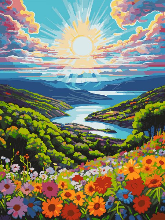 Картина по номерам без подрамника «Сказочный вид» 80x60 см