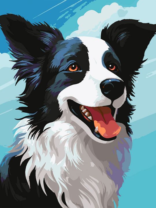 Картина по номерам без подрамника «Бордер-колли» 90x70 см