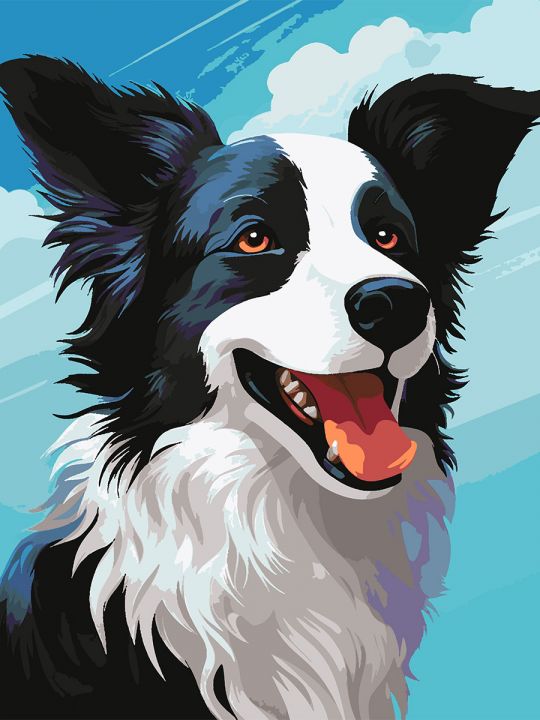 Картина по номерам без подрамника «Бордер-колли» 130x100 см