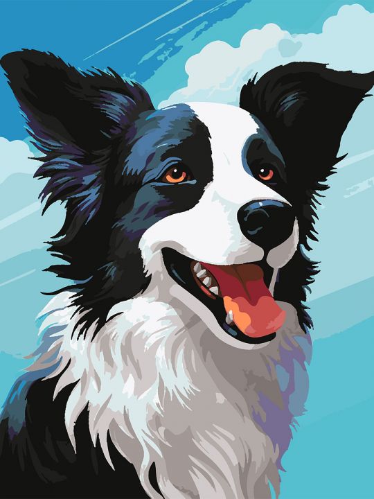 Картина по номерам без подрамника «Бордер-колли» 80x60 см