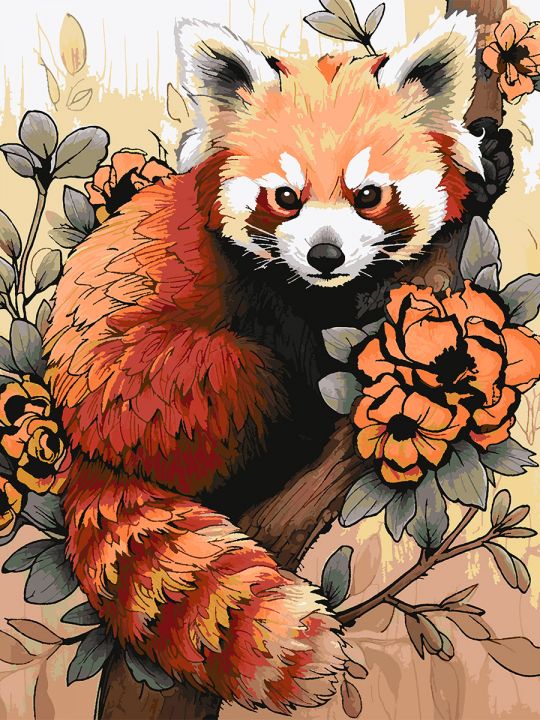 Картина по номерам без подрамника «Красная панда» 130x100 см