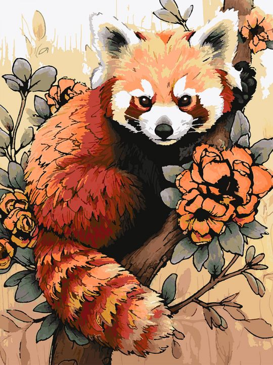 Картина по номерам без подрамника «Красная панда» 80x60 см