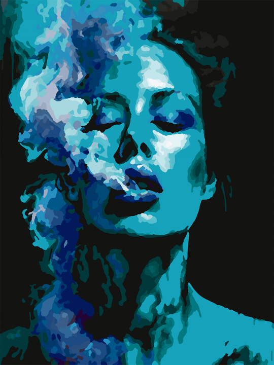 Картина по номерам без подрамника «Девушка и дым» 25x20 см