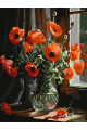 Картина по номерам без подрамника «Маки в вазе» 25x20 см