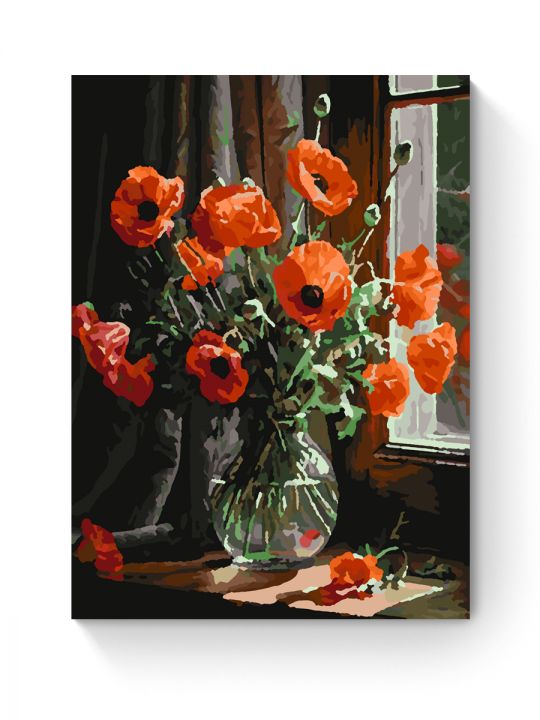 Картина по номерам на подрамнике «Маки в вазе» 25x20 см