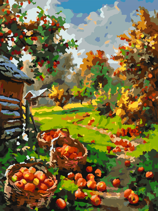 Картина по номерам без подрамника «Урожай яблок» 25x20 см