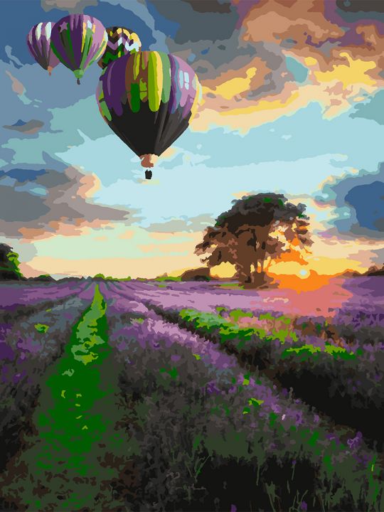 Картина по номерам без подрамника «Воздушный шар» 80x60 см