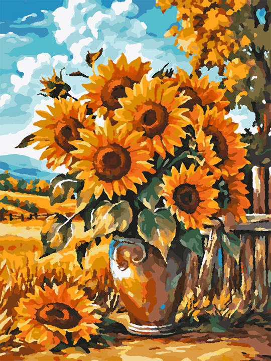 Картина по номерам без подрамника «Подсолнухи» 35x25 см