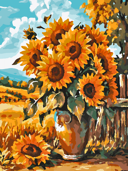 Картина по номерам без подрамника «Подсолнухи» 25x20 см