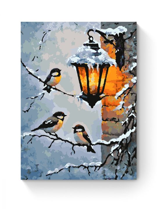 Картина по номерам на подрамнике «Зимний фонарь» 35x25 см