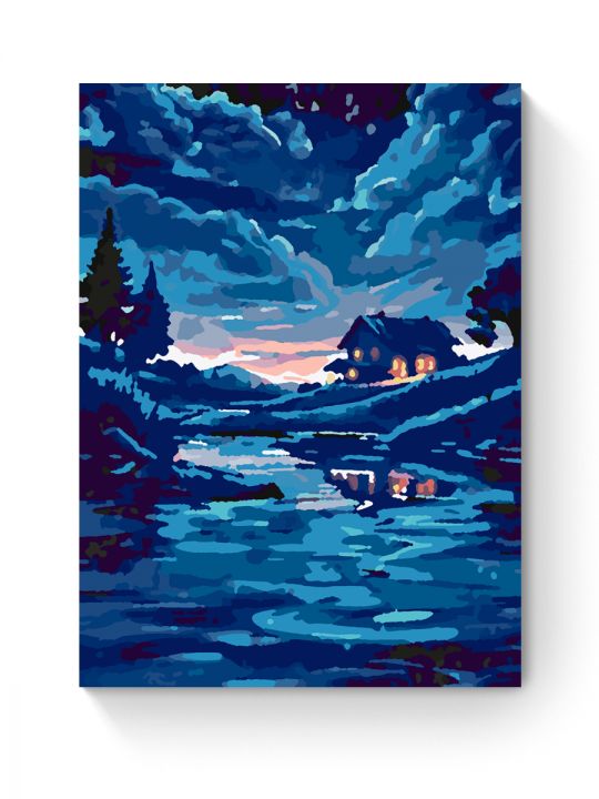 Картина по номерам на подрамнике «Домик в ночи» 25x20 см