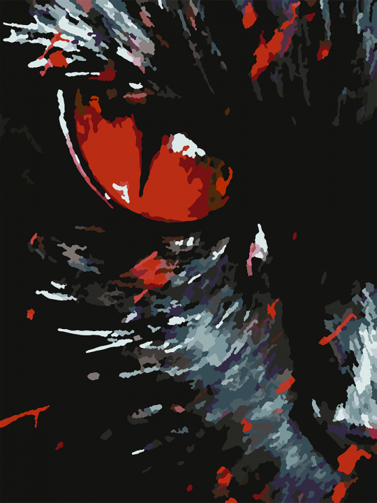 Картина по номерам без подрамника «Черный кот» 25x20 см