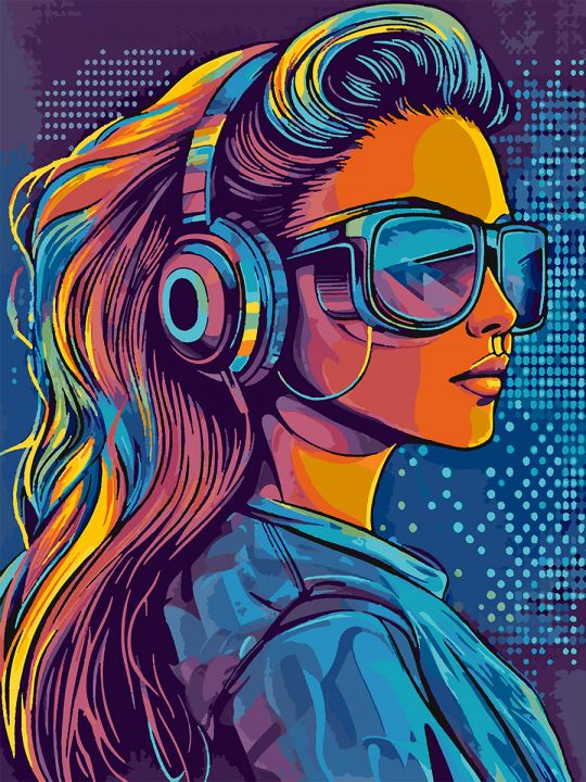 Картина по номерам без подрамника «Диджей леди» 90x70 см