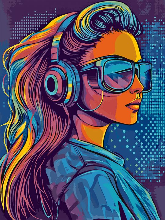 Картина по номерам без подрамника «Диджей леди» 130x100 см