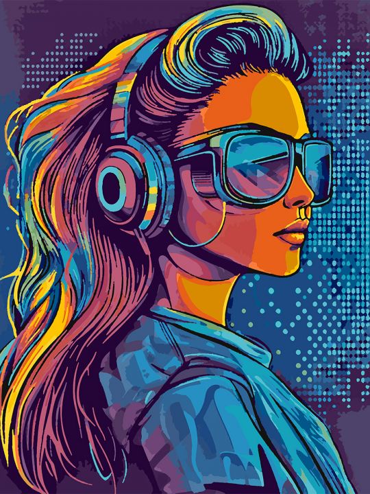 Картина по номерам без подрамника «Диджей леди» 80x60 см