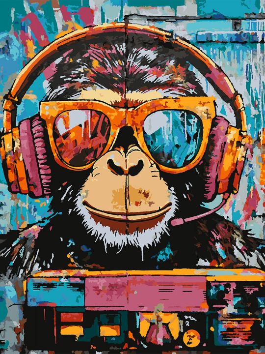 Картина по номерам без подрамника «Обезьяна» 80x60 см