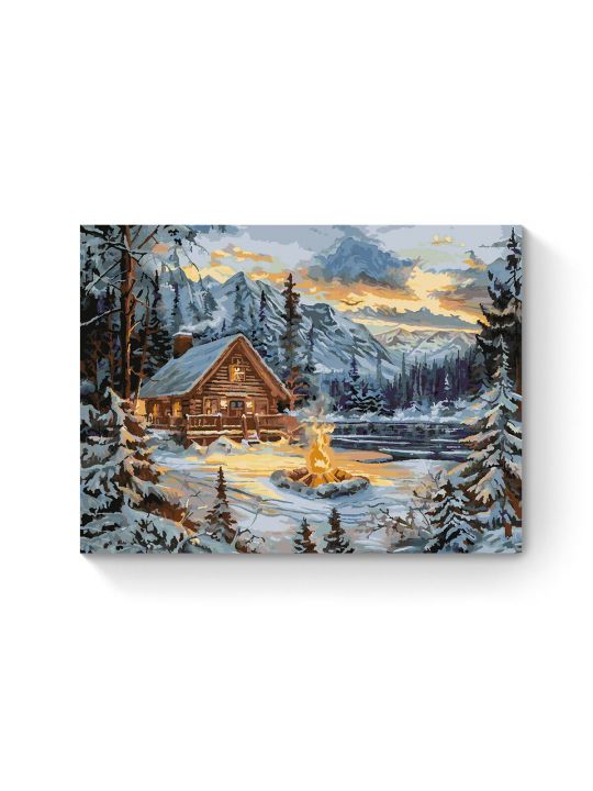 Картина по номерам на подрамнике «Домик в горах» 80x60 см