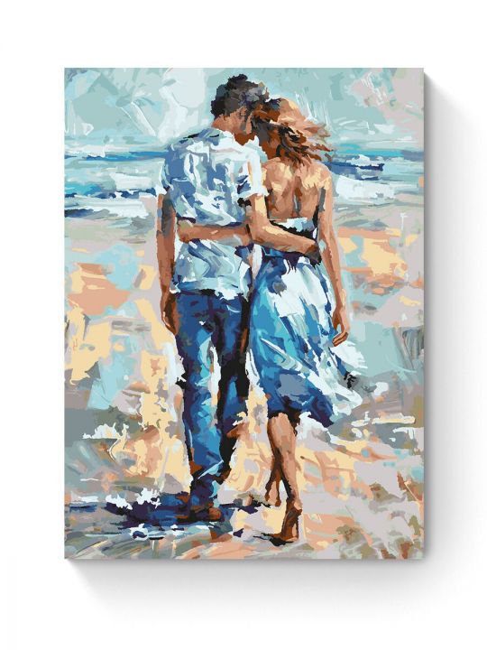 Картина по номерам на подрамнике «Пара у моря» 90x70 см