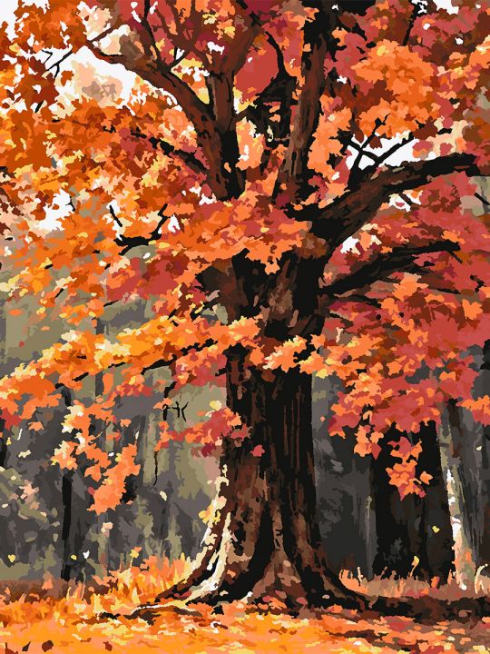 Картина по номерам без подрамника «Осенний клён» 90x70 см