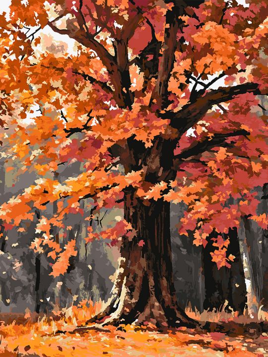 Картина по номерам без подрамника «Осенний клён» 130x100 см