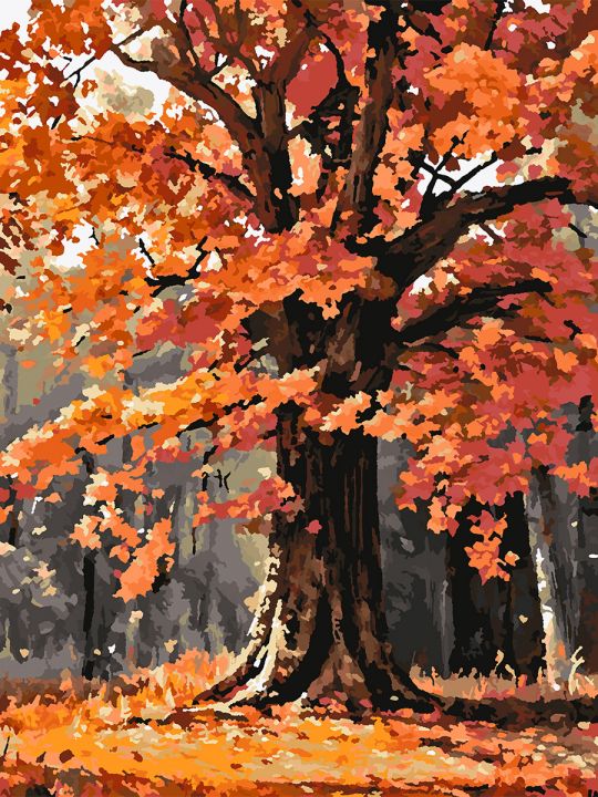 Картина по номерам без подрамника «Осенний клён» 80x60 см