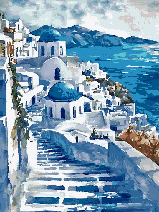 Картина по номерам без подрамника «Санторини» 80x60 см