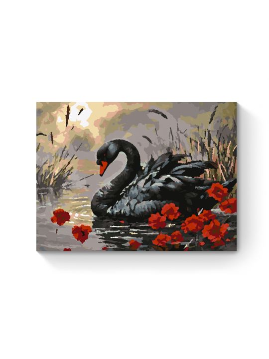 Картина по номерам на подрамнике «Черный лебедь» 25x20 см