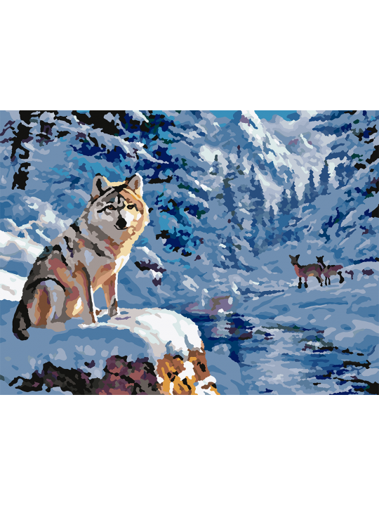 Картина по номерам без подрамника «Волк в лесу» 25x20 см