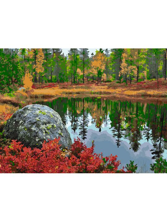 Картина по номерам без подрамника «Осень Карелии» 130x100 см