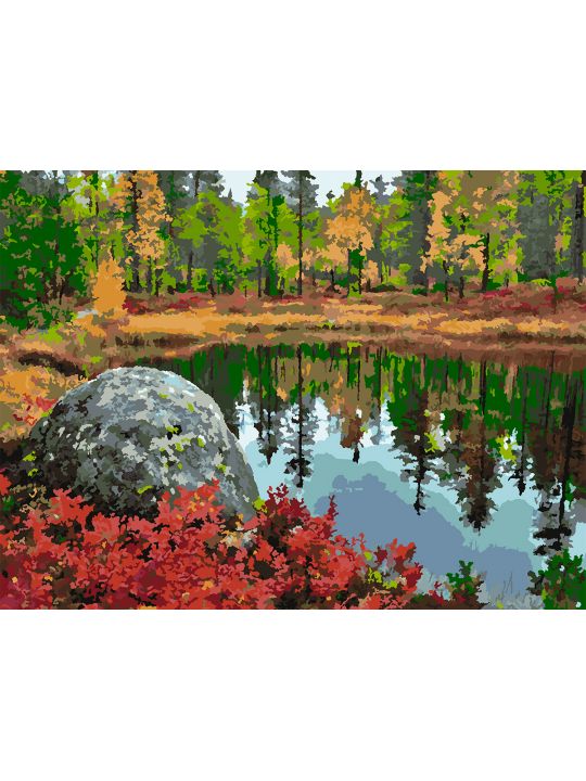 Картина по номерам без подрамника «Осень Карелии» 80x60 см